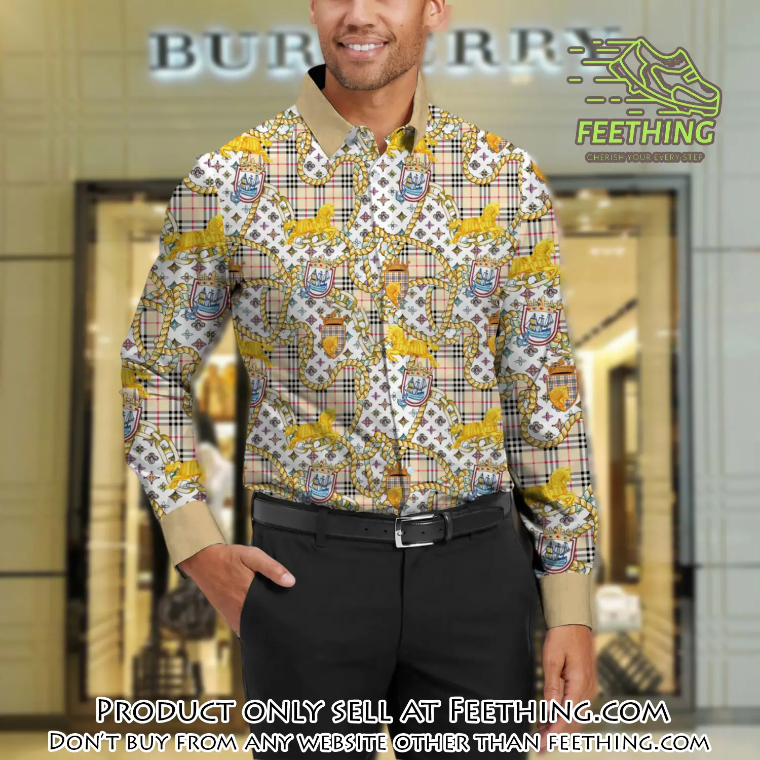Burberry long sleeves button down shirt for elegant men lsb1009 ft5557873